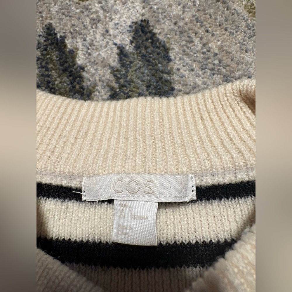 COS Cream and Black Striped Crewneck Sweater - Picture 2 of 8